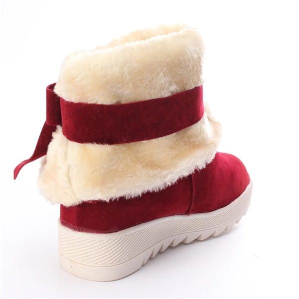 Kobiety Bowknot Faux Fur Line Komfort Płaskie Ciepłe Śnieg Botki