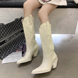 Kobiety Haftowane Szpiczaste Szpiczaste Wysokie Obcasy Buty Kowbojskie