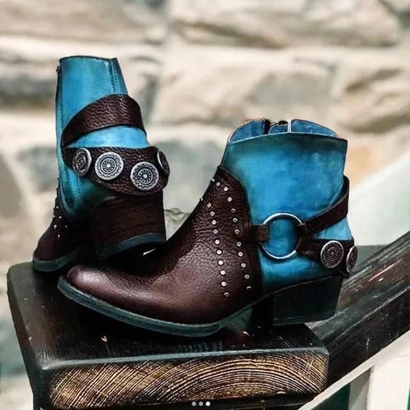 Kobiety Plus Rozmiar Retro Przeszywane Botki