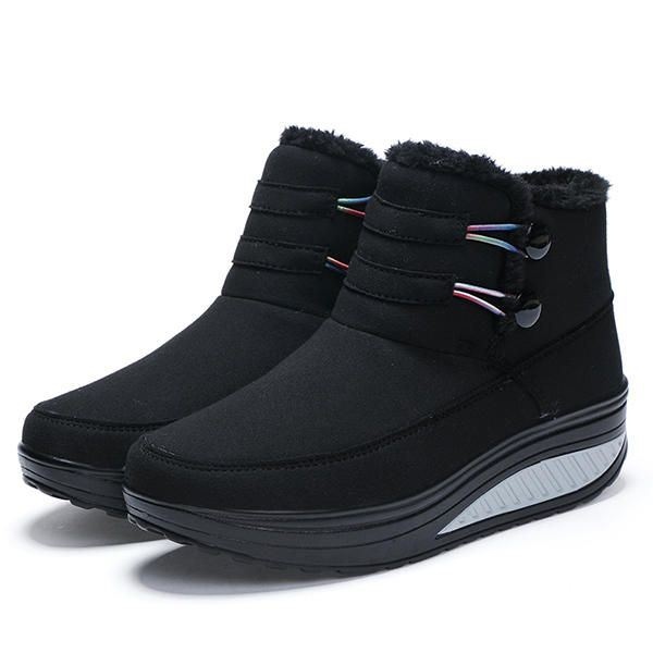 Kobiety Zimowe Wsuwane Utrzymuj Ciepłe Buty Faux Futro Podszewka Rocker Sole Buty Śniegowe