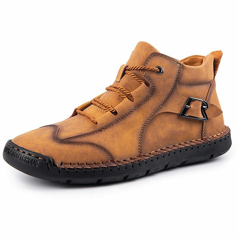Męskie Buty Do Kostki Ze Skóry Z Mikrofibry Antypoślizgowe Ręcznie Szyte