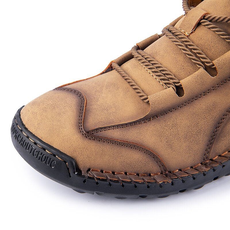 Męskie Buty Do Kostki Ze Skóry Z Mikrofibry Antypoślizgowe Ręcznie Szyte