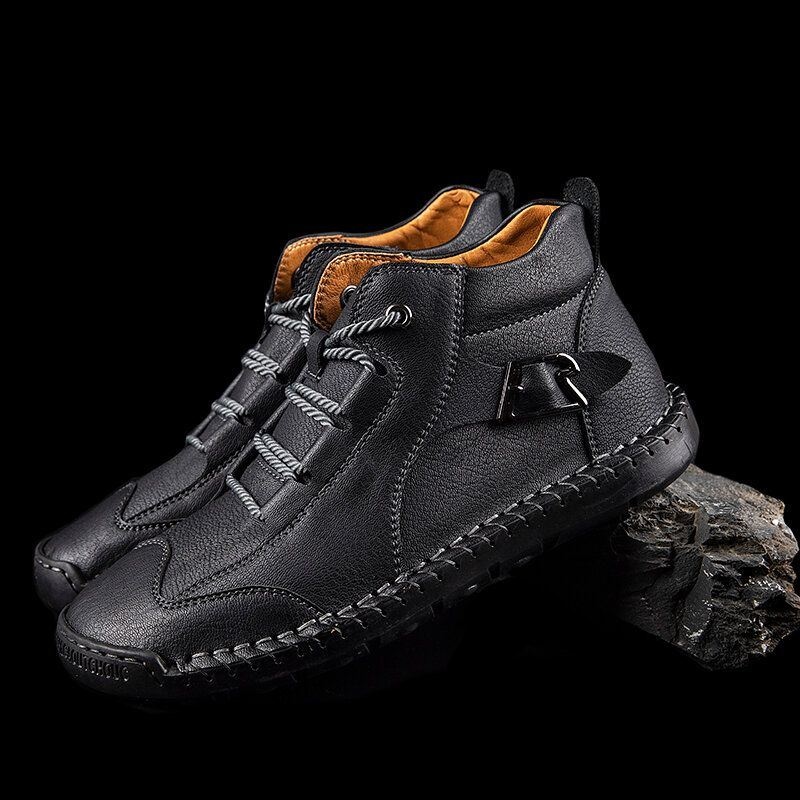 Męskie Buty Do Kostki Ze Skóry Z Mikrofibry Antypoślizgowe Ręcznie Szyte