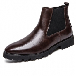 Męskie Elastyczne Wsuwane Skórzane Buty Do Kostki W Stylu Vintage