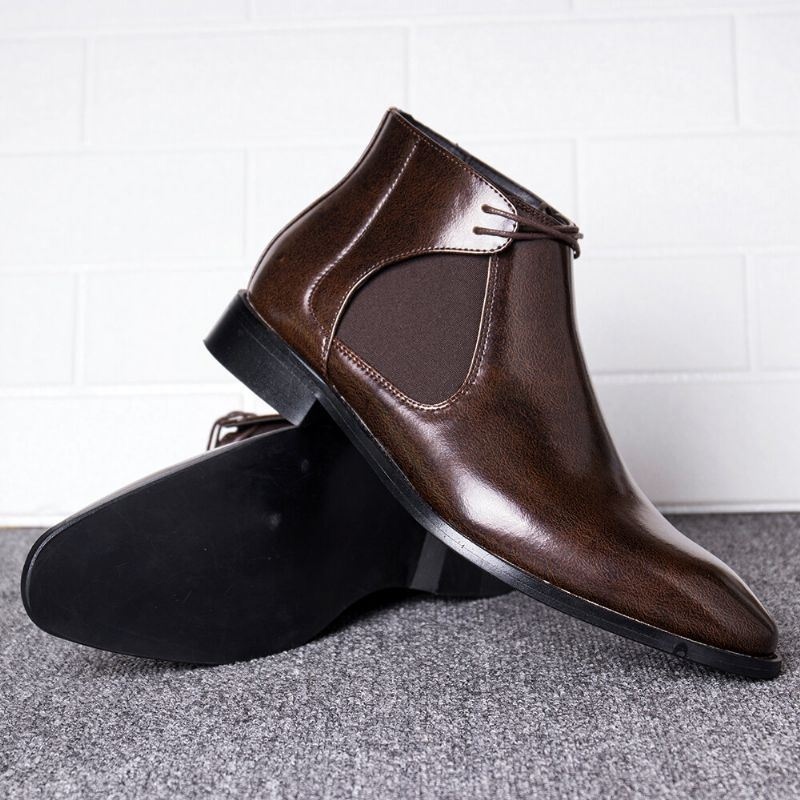 Męskie Łączenie Paneli Z Mikrofibry Miękkie Business Casual Chelsea Botki