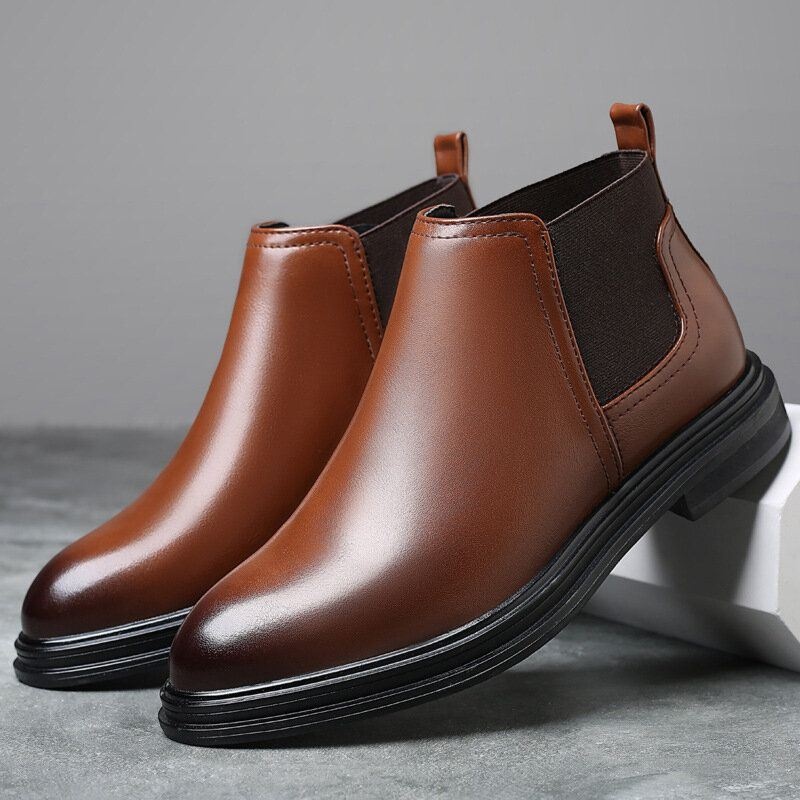 Męskie Oddychające Pointy Toe Miękka Podeszwa Wygodne Wsuwane Buty Chelsea