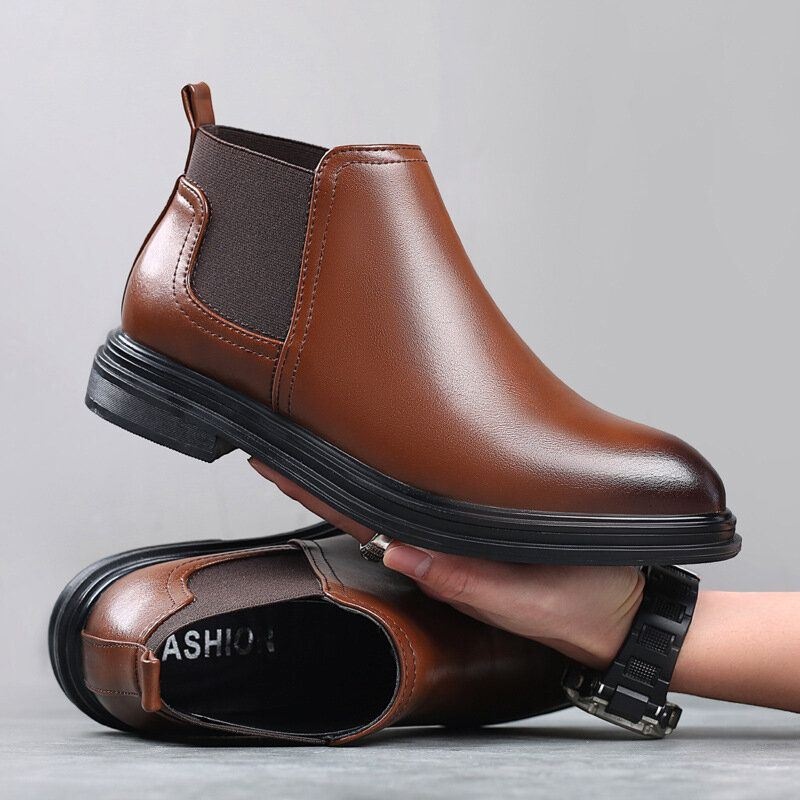 Męskie Oddychające Pointy Toe Miękka Podeszwa Wygodne Wsuwane Buty Chelsea