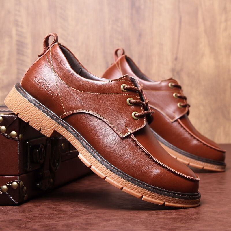 Męskie Oryginalne Skórzane Oddychające Miękkie Podeszwy Klasyczny Angielski Styl Casual Martin Buty