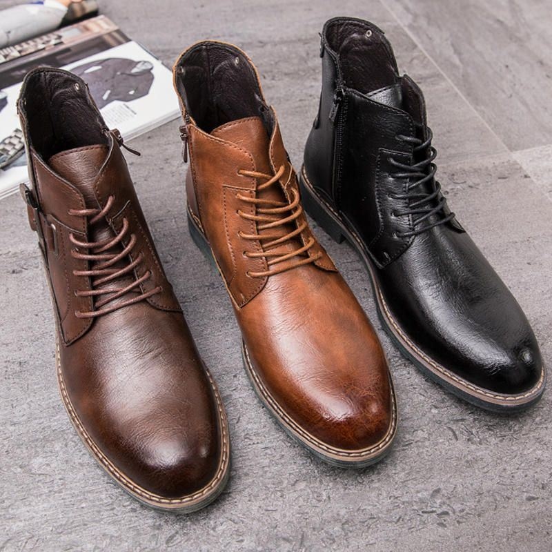 Męskie Retro Antypoślizgowe Skórzane Buty Na Co Dzień