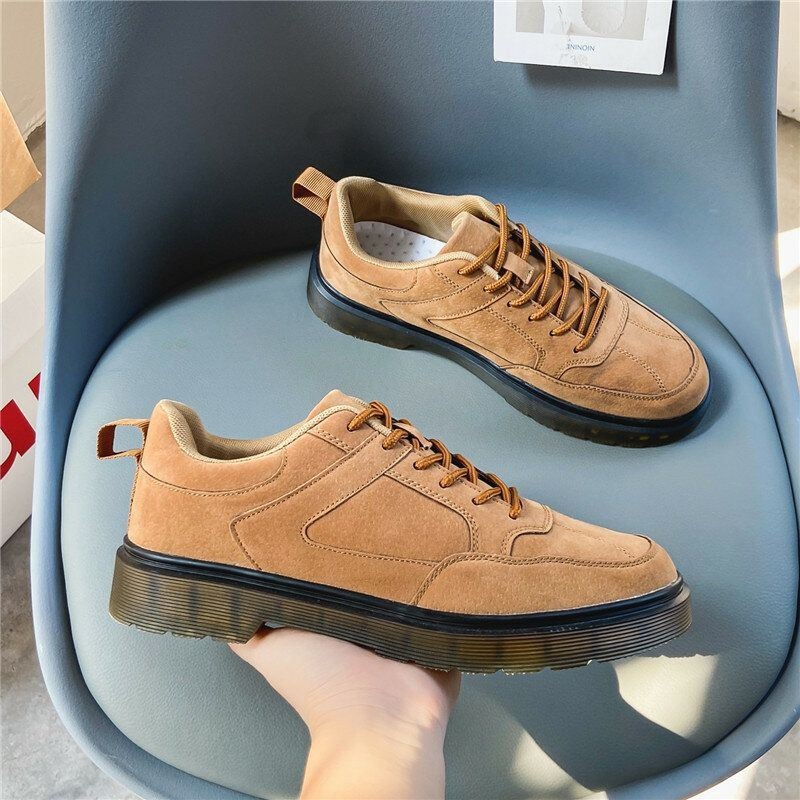 Męskie Skórzane Buty Z Mikrofibry Oddychająca Miękka Podeszwa Zasznurować Modne Buty Na Co Dzień Martin
