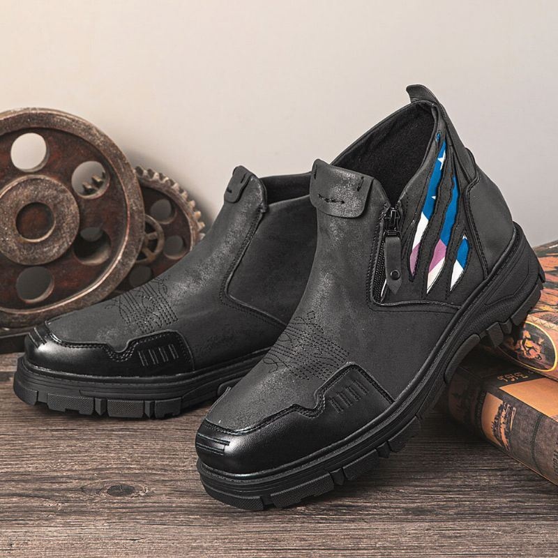 Męskie Skórzane Oddychające Miękkie Podeszwy Wygodne Buty Na Platformie Casual Botki