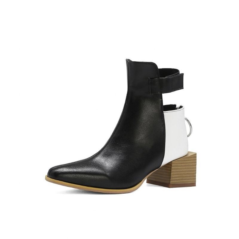 Plus Size Damskie Krótkie Buty Z Blokami Kolorów Z Tyłu Na Suwak I Na Obcasie