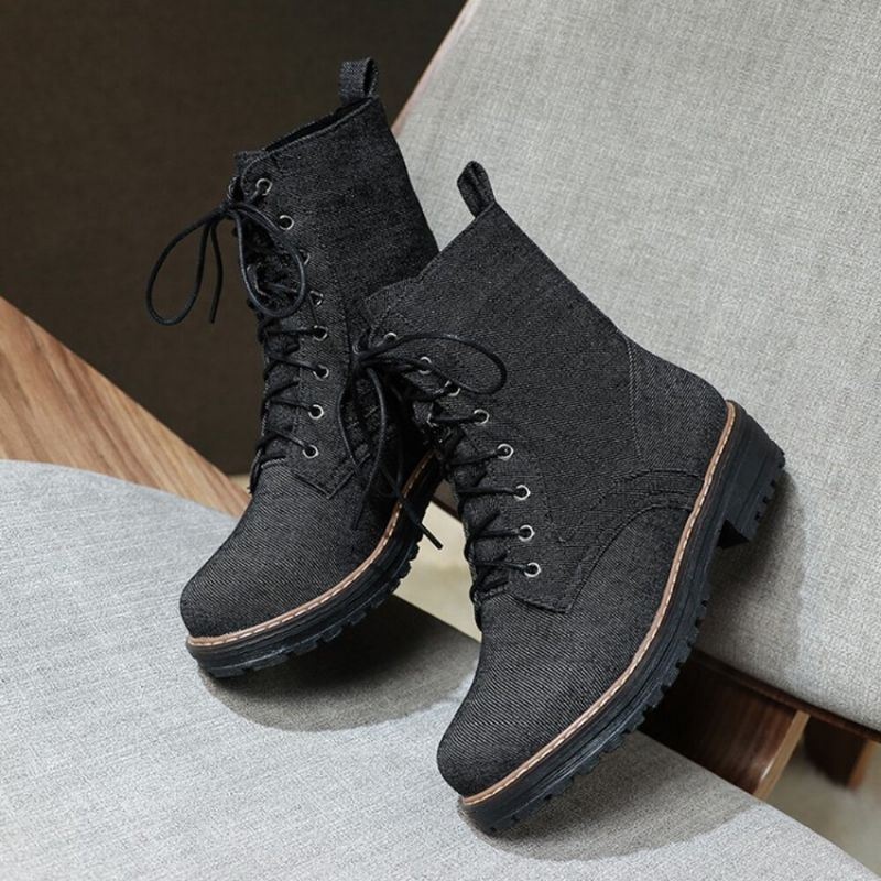 Plus Size Kobiety Casual Płócienna Tkanina Sznurowane Krótkie Buty