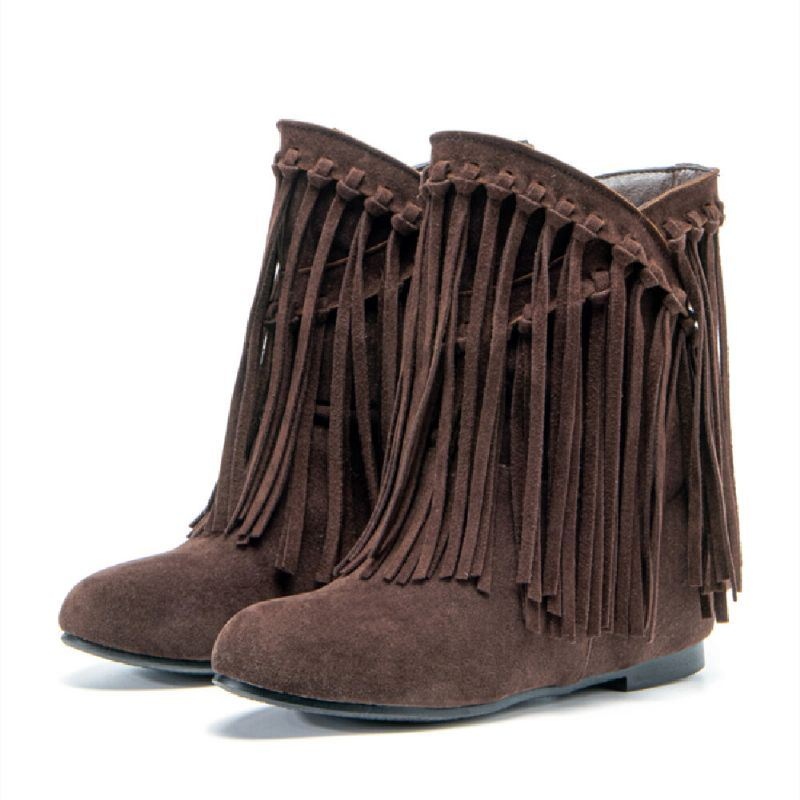 Plus Size Women Casual Suede Tassel Zwiększony Obcas Krótkie Buty