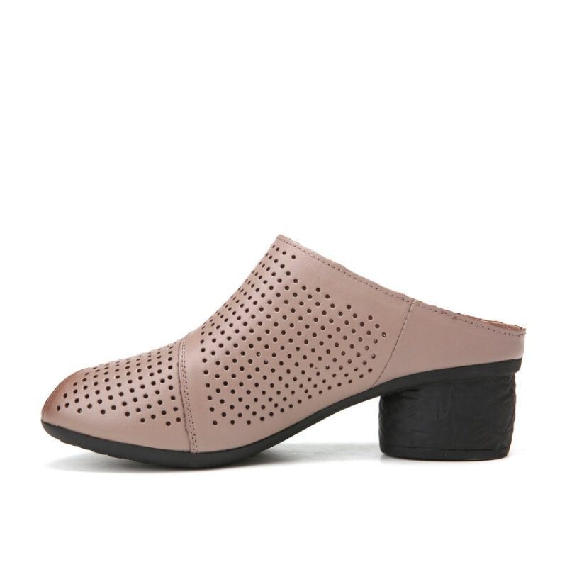 Damski Etniczny Kwiatowy Wystrój Kokardki Hollow Out Printed Skóra Bydlęca Peep Toe Heel Sandas.