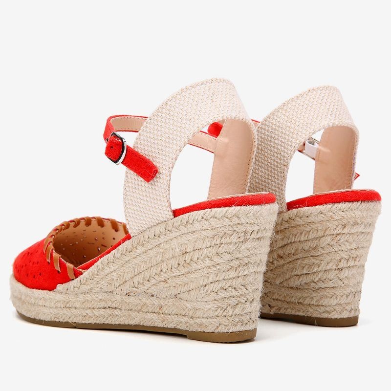 Damskie Espadryle Z Wycięciem Na Kostkę Na Co Dzień Sandały Na Koturnie