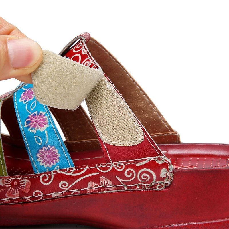 Damskie Skórzane Kontrastowe Łączenie Regulowany Pasek Slip On Mules Chodaki Płaskie Sandały