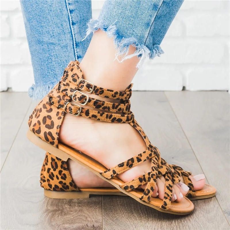 Kobiety Bohemian Folkways Open Toe Buckle Summer Beach Casual Płaskie Sandały