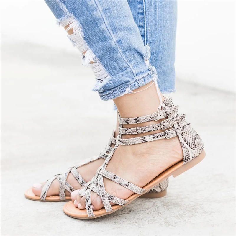 Kobiety Bohemian Folkways Open Toe Buckle Summer Beach Casual Płaskie Sandały