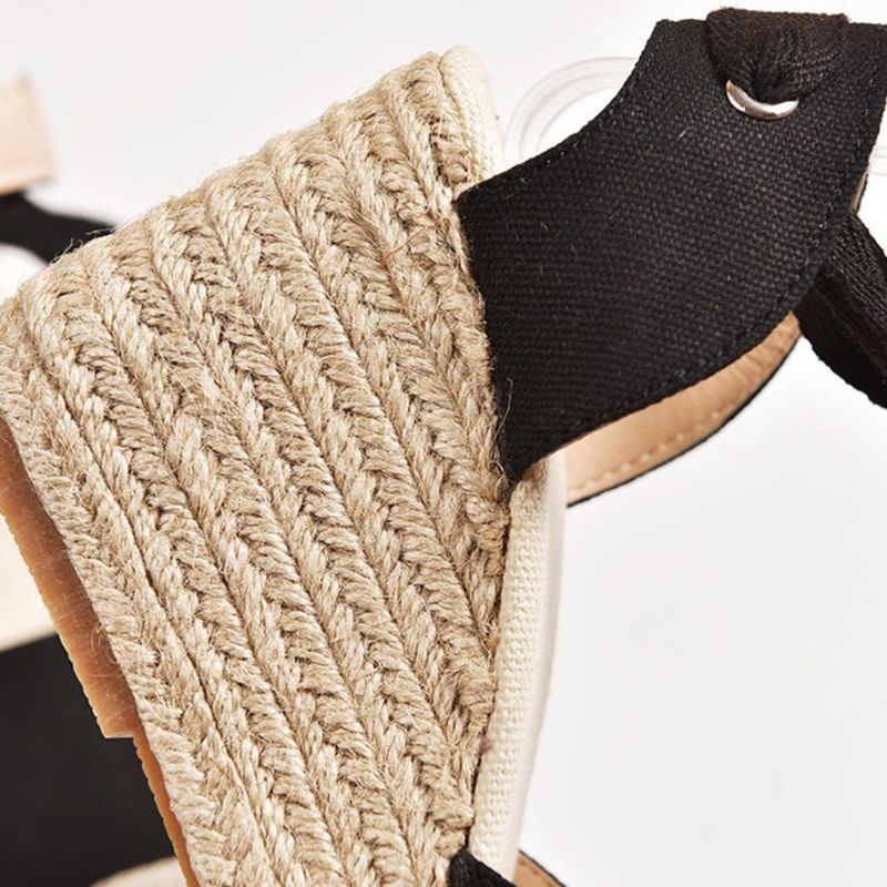 Kobiety Casual Okrągłe Toe Wedge Heel Sznurowane Sandały