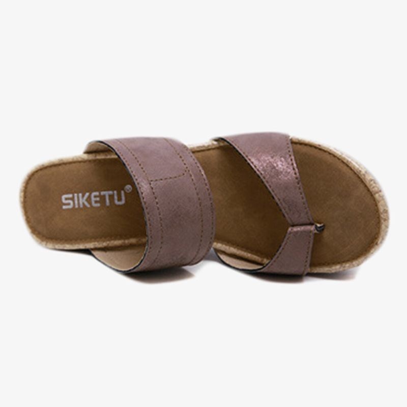 Kobiety Clip Toe Jednolity Kolor Plus Size Przeszycia Wygodne Letnie Sandały Na Platformie