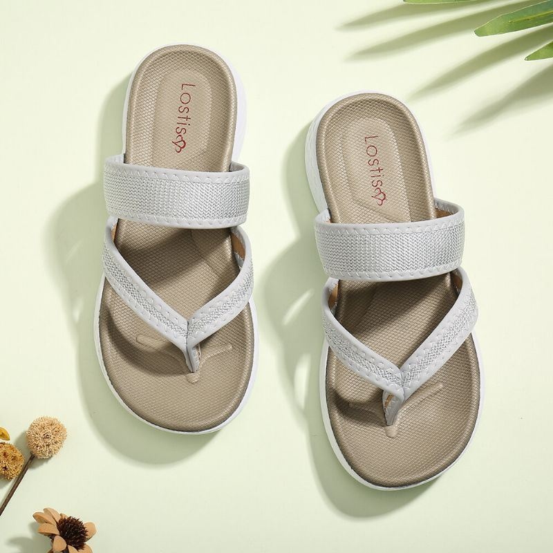 Kobiety Flip Flop Szwy Miękka Podeszwa Slip On Casual Letnie Płaskie Sandały