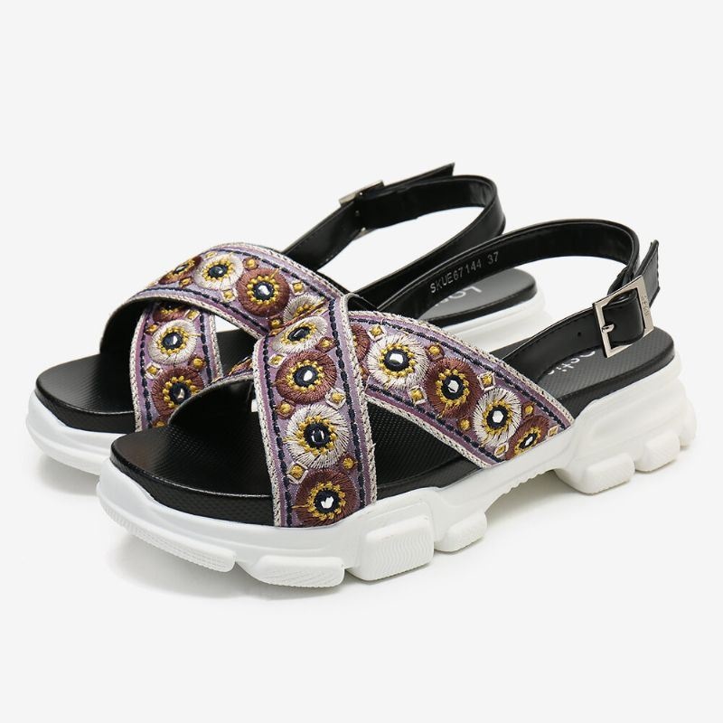 Kobiety Haftowany Pasek Krzyżowy Casual Slingback Sportowe Sandały