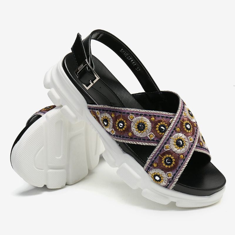 Kobiety Haftowany Pasek Krzyżowy Casual Slingback Sportowe Sandały