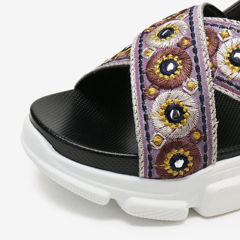 Kobiety Haftowany Pasek Krzyżowy Casual Slingback Sportowe Sandały