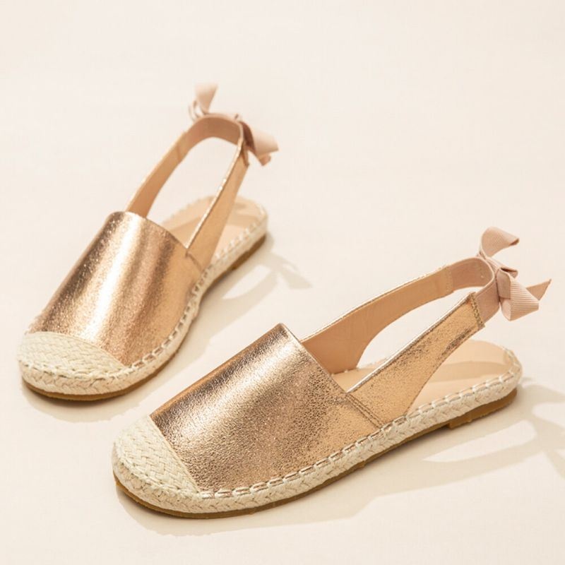 Kobiety Na Co Dzień Z Zamkniętymi Palcami Bowknot Heel Espadryle Łączenie Mieszkania Sandały Rybaka