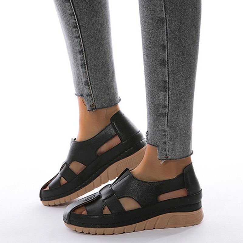 Kobiety Retro Zakryte Toe Antypoślizgowe Lekkie Poślizgowe Sandały Rybaka