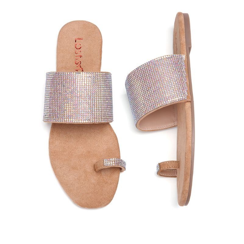 Kobiety Toe Ring Cyrkonie Casual Sandały