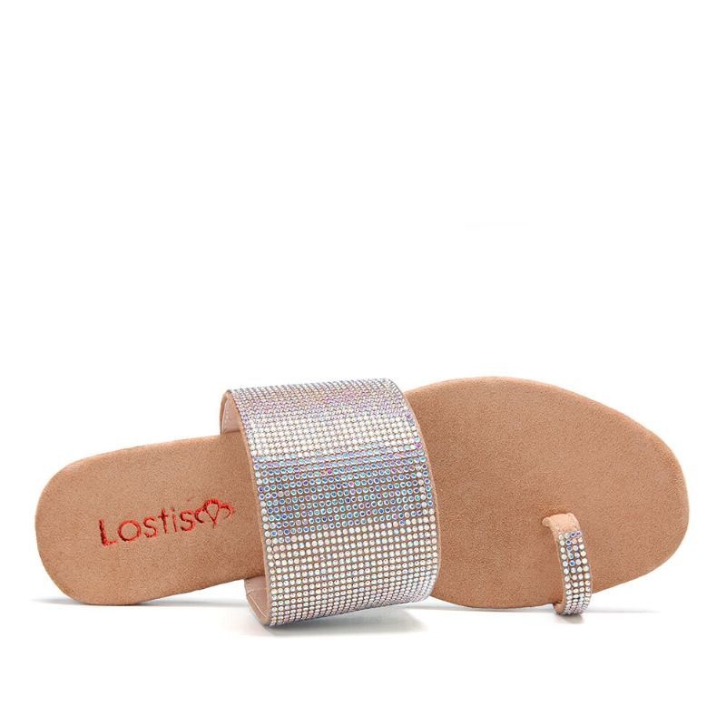 Kobiety Toe Ring Cyrkonie Casual Sandały