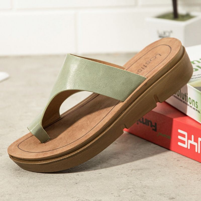 Kobiety Toe Ring Slip On Miękka Podeszwa Casual Letnie Sandały
