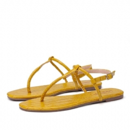 Kobiety W Jednolitym Kolorze T-strap Clip Toe Boczna Klamra Casual Sandały