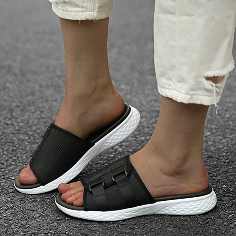 Kobiety Z Odkrytymi Palcami Slip On Casual Letnie Codzienne Płaskie Sandały