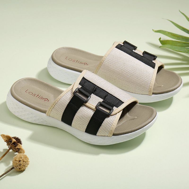 Kobiety Z Odkrytymi Palcami Slip On Casual Letnie Codzienne Płaskie Sandały
