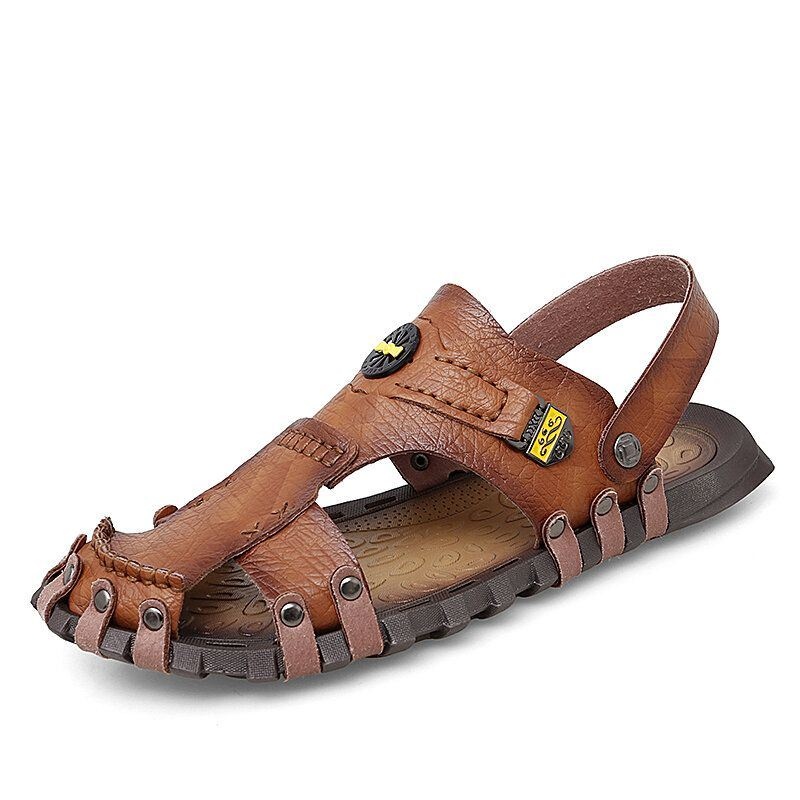 Mężczyźni Casual Soft Micro Fibre Metal Decoration Slip On Outdoor Sandały
