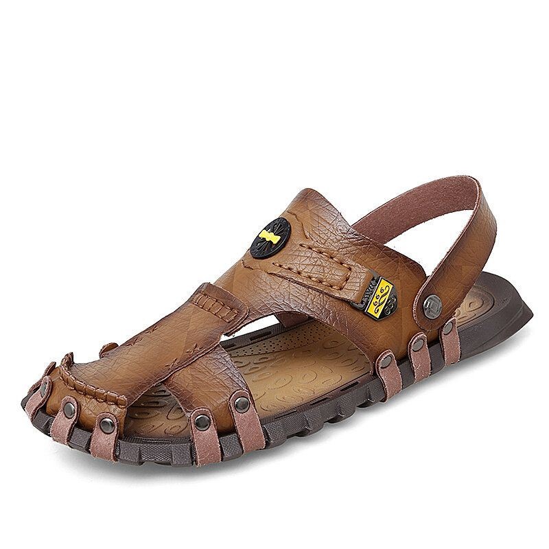 Mężczyźni Casual Soft Micro Fibre Metal Decoration Slip On Outdoor Sandały
