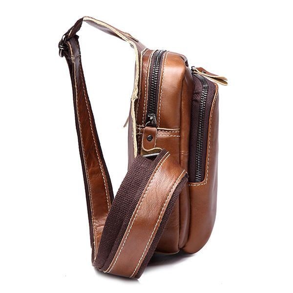 Bullcaptain® Męska Torba Na Ramię Z Prawdziwej Skóry Business Casual Outdoor Torba Crossbody Na Klatkę Piersiową Na Ipada Mini