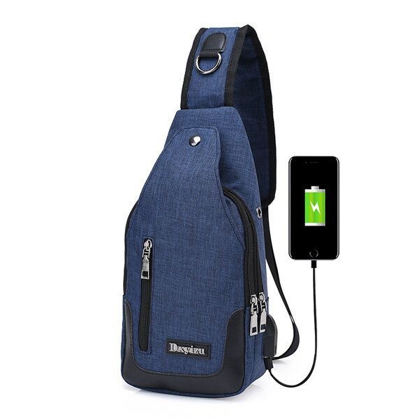 Mężczyźni Kobiety Port Usb Casual Outdoor Torba Na Klatkę Piersiową Crossbody Bag