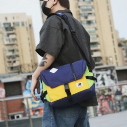 Mężczyźni Nylon Średniej Pojemności Kontrastowy Kolor Dorywczo Osobowość Torba Szkolna Torba Crossbody Torba Na Ramię