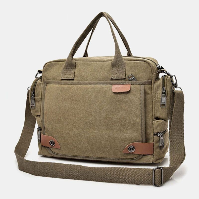 Mężczyźni Płótno O Dużej Pojemności Z Wieloma Kieszeniami Na Co Dzień 13.3 Cala Torba Na Laptopa Torby Crossbody Torba Na Ramię Teczka
