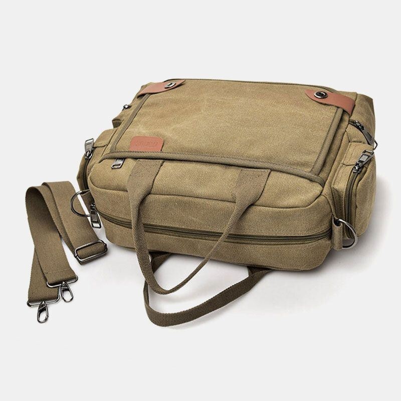 Mężczyźni Płótno O Dużej Pojemności Z Wieloma Kieszeniami Na Co Dzień 13.3 Cala Torba Na Laptopa Torby Crossbody Torba Na Ramię Teczka