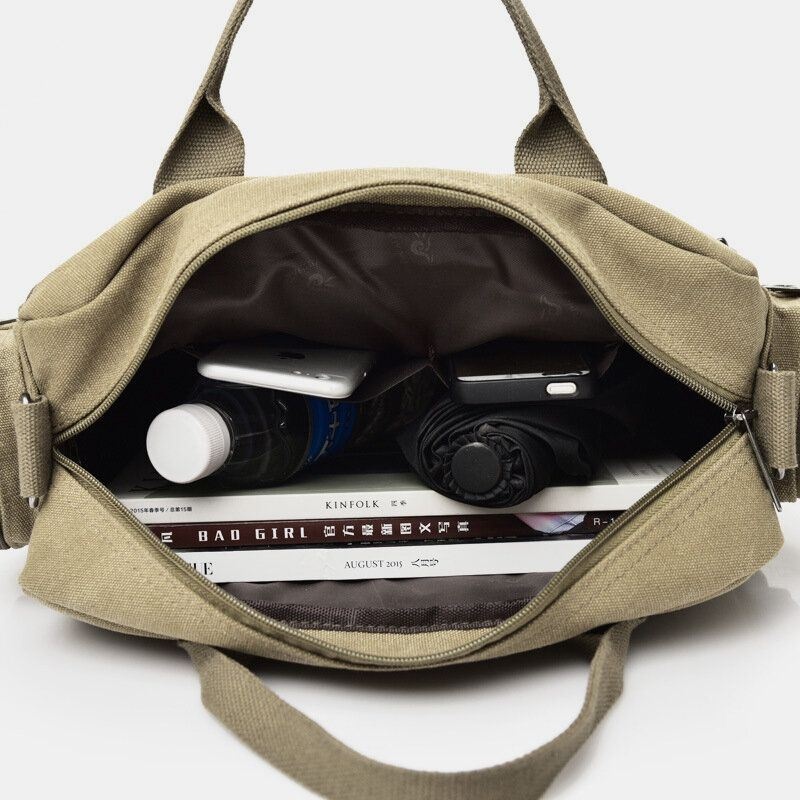 Mężczyźni Płótno O Dużej Pojemności Z Wieloma Kieszeniami Na Co Dzień 13.3 Cala Torba Na Laptopa Torby Crossbody Torba Na Ramię Teczka