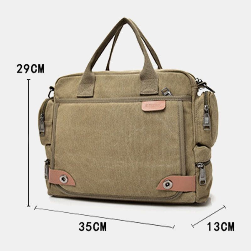 Mężczyźni Płótno O Dużej Pojemności Z Wieloma Kieszeniami Na Co Dzień 13.3 Cala Torba Na Laptopa Torby Crossbody Torba Na Ramię Teczka