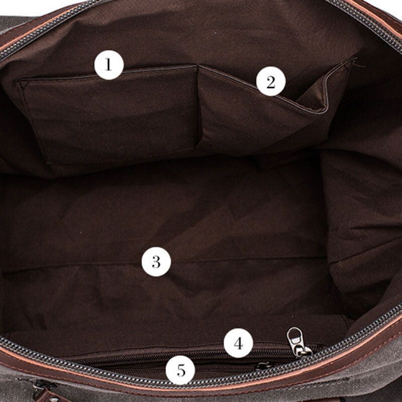 Mężczyźni Płótno Pu Skóra Duża Pojemność Wielo-kieszeniowa Torebka Torba Na Ramię Torba Podróżna Torba Duffle Torba Crossbody