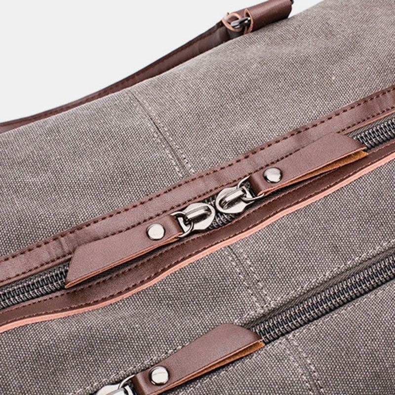 Mężczyźni Płótno Pu Skóra Duża Pojemność Wielo-kieszeniowa Torebka Torba Na Ramię Torba Podróżna Torba Duffle Torba Crossbody
