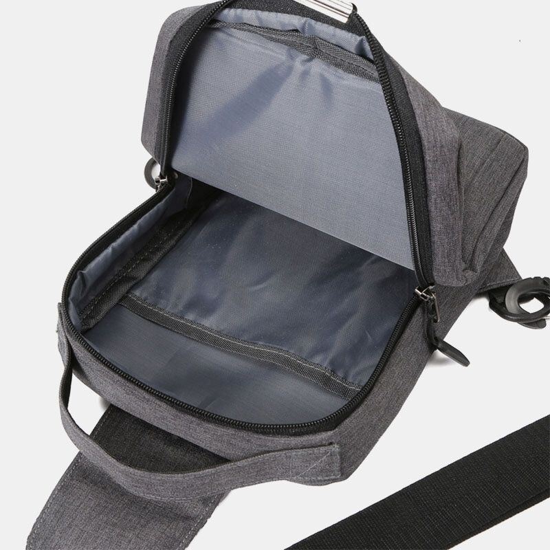 Mężczyźni Poliester Usb Ładowanie O Dużej Pojemności Wielowarstwowa Torba Biznesowa Crossbody Torba Na Klatkę Piersiową Torba Na Ramię