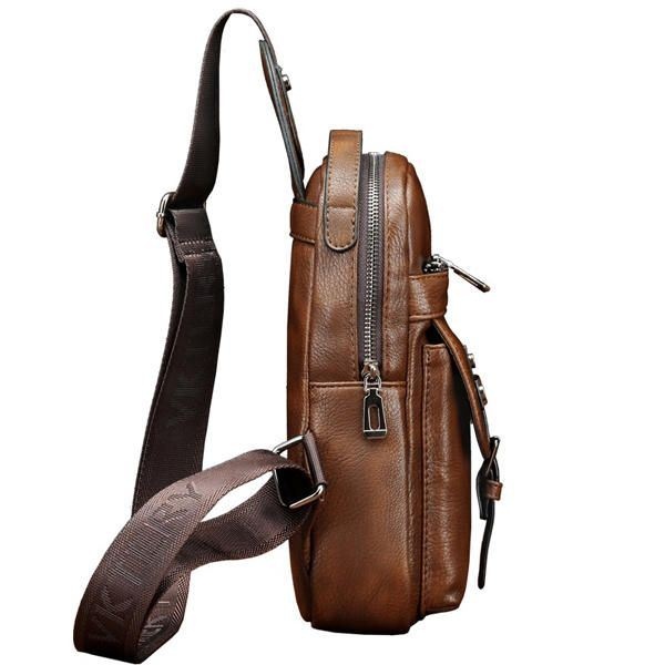 Mężczyźni Pu Leather Business Casual Torba Na Klatkę Piersiową Crossbody Torba Na Ramię Do Wypoczynku